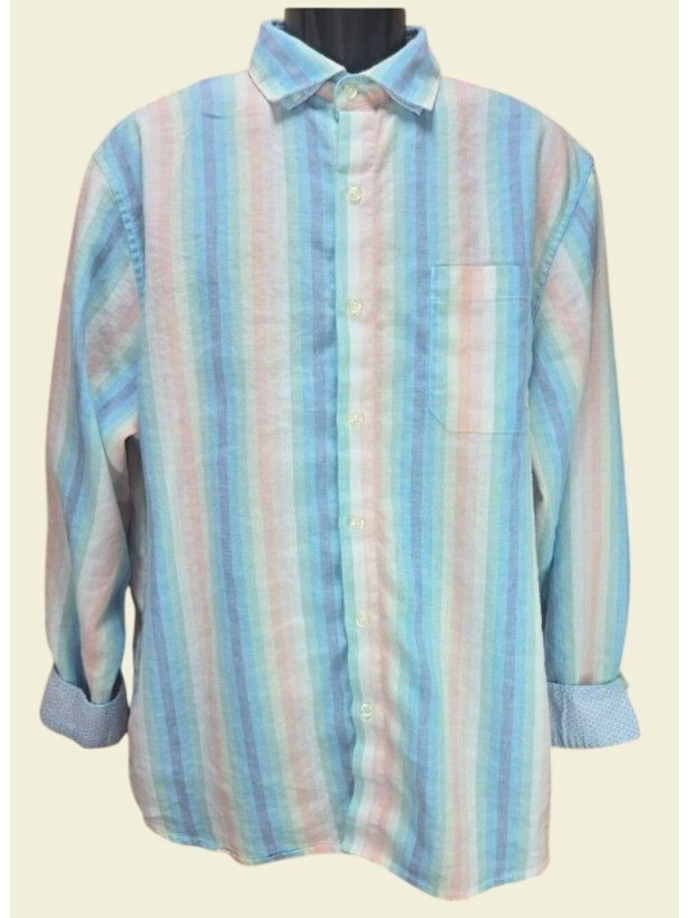 Tommy Bahama Linen Striped Long Sleeved Shirt Large